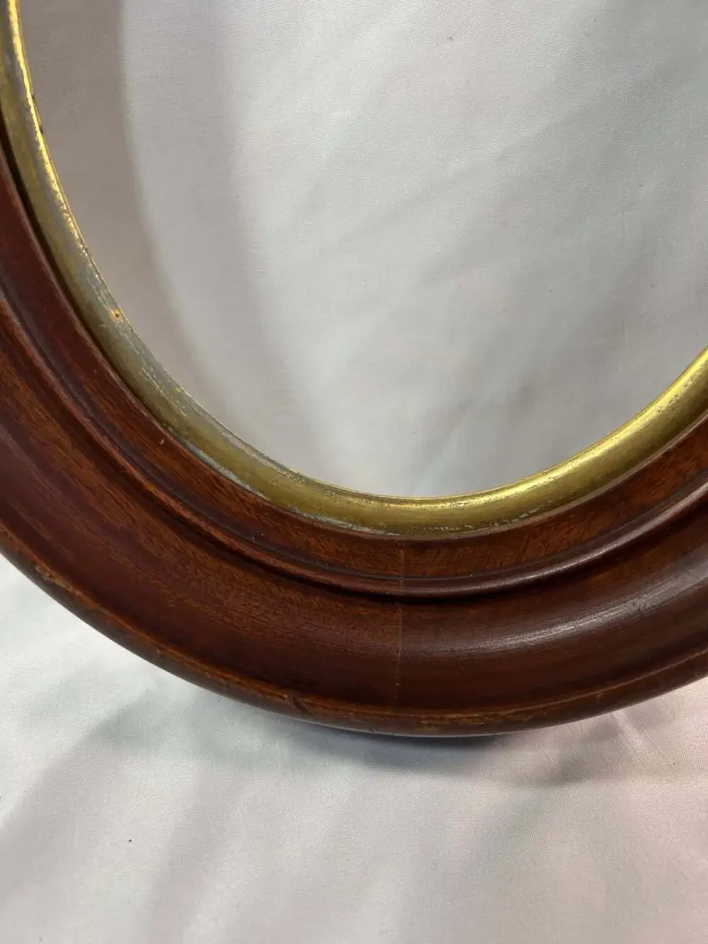 Antique Oval Walnut Grain Gold Accent Deep Frames with Glass 13x11